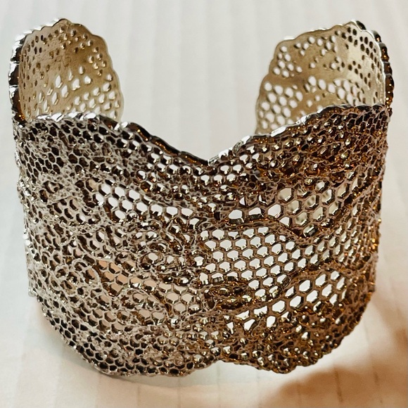 AURELIE BIDERMANN Rose Gold Lace Cuff Bracelet Authentic Jewelry France Like New - Picture 2 of 14